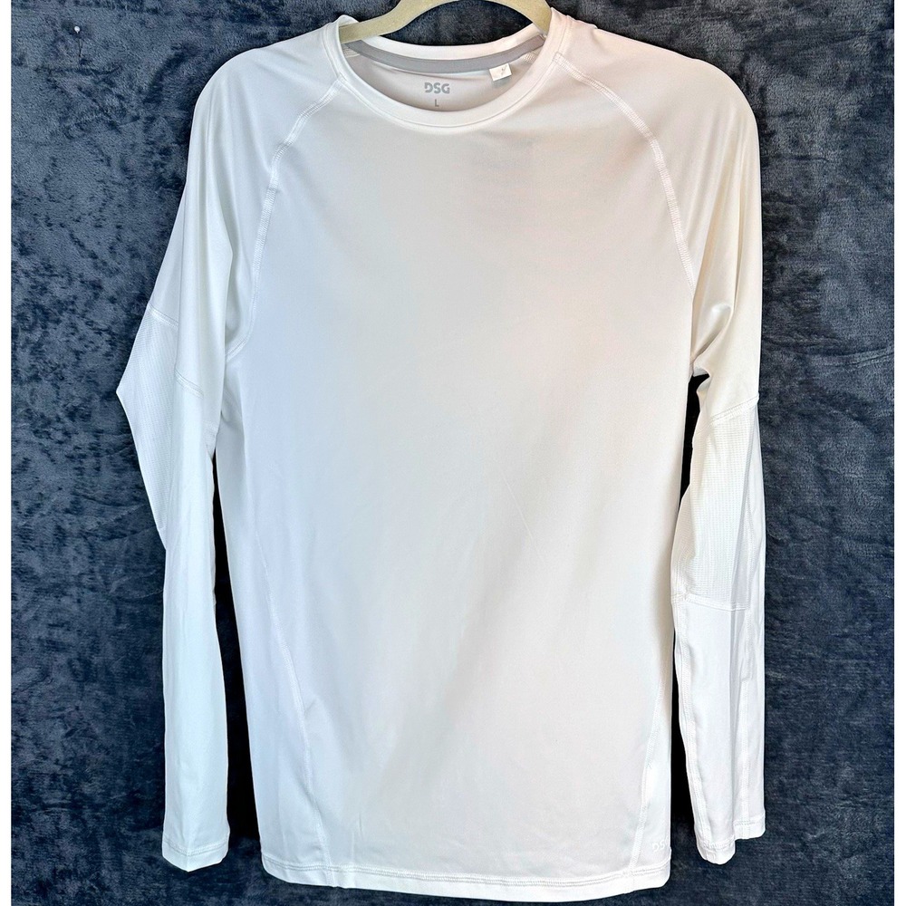 DSG Men's L LS Compression Crew Shirt White UPF Moisture Wicking CKP22297 NWT